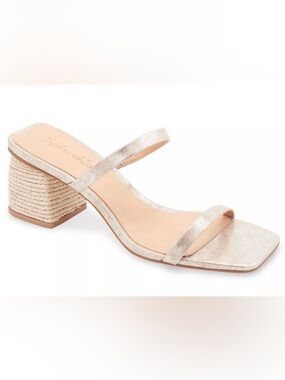 Splendid Kharis Champagne Metallic Strappy Block Heel Sandal